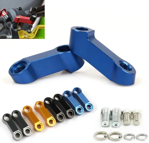 Espejos retrovisores de motocicleta Extensión Riser Extender Adaptador Soporte para Honda Suzuki Yamaha Equal Universal Motor Parts 10MM 8MM (azul)