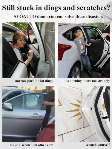 Vista 2 de SYOAUTO - Protector de borde de goma color negro para puerta de automóvil, de 32 pies/10 metros, en forma de U, chapa de metal integrada,