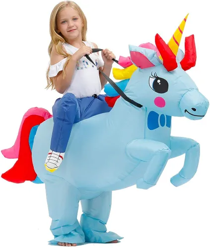 Vista 5 de KOOY Disfraz inflable para niños disfraz de unicornio divertido y elegante disfraz de Halloween para niños