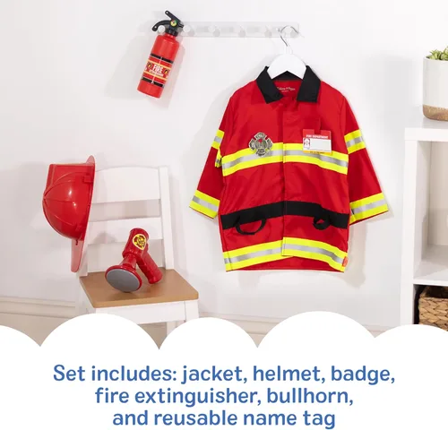 Vista 5 de Melissa & Doug Fire Chief Role Play Costume Dress-Up Set