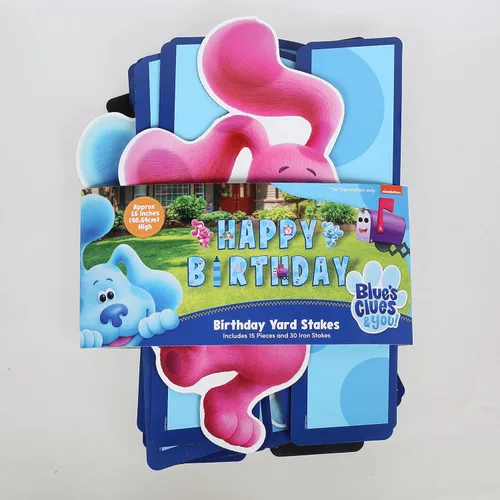 Vista 5 de Carteles de feliz cumpleaños de Blue's Clues con estacas de metal, letras de 16