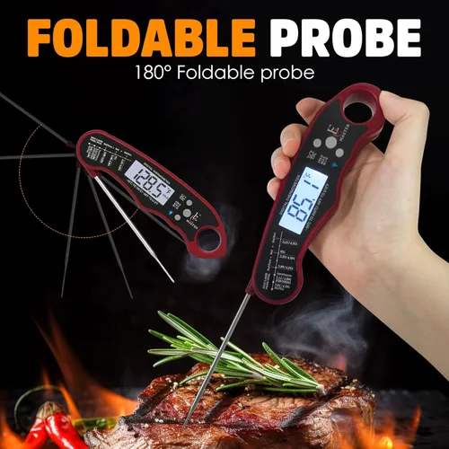 Vista 6 de Termómetro digital de carne para cocinar y asar a la parrilla, termómetro de caramelo, parrilla de barbacoa, sonda plegable de lectura instantánea