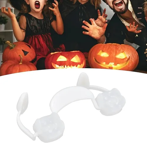 Vista 5 de Colmillos falsos, dientes de colmillos, colmillos retráctiles de vampiro zombi, soportes de dientes falsos de terror reutilizables, disfraz