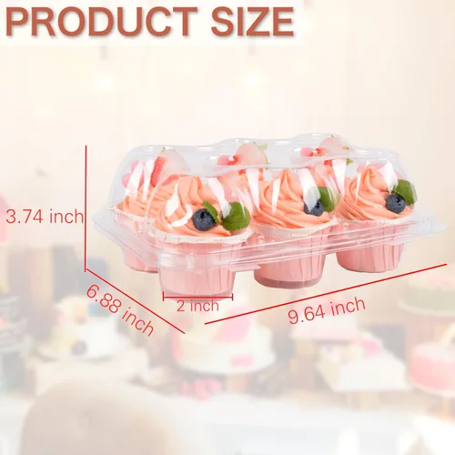 Vista 2 de Soporte para recipientes para cupcakes, 6 unidades x 30 juegos de cajas apilables para cupcakes con 200 forros, bandeja de almacenamiento
