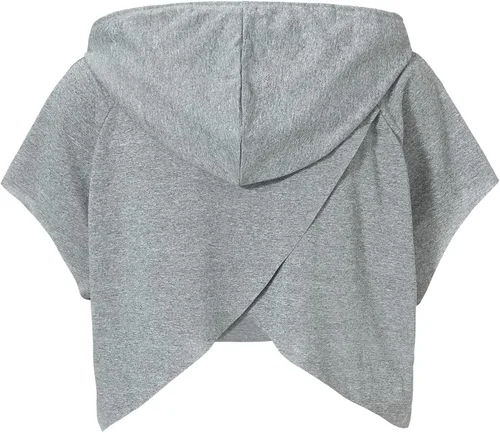 Vista 4 de Floerns Conjunto deportivo de 3 piezas con capucha y cordón para mujer, conjunto deportivo con pantalones cortos