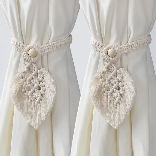 Artilady - Alzapaños bohemios para cortinas de macramé, sin taladrar | Macrame Rope Curtain Tiebacks, Window Curtain Holders for Drapes, Farmhouse