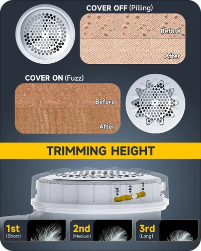 Vista 3 de Afeitadora de Telas Removedor de Pelusas, Afeitadora de Suéter para Quitar Bolitas, Afeitadora de Pelusas con Ajuste de Potencia de 2 Velocidades