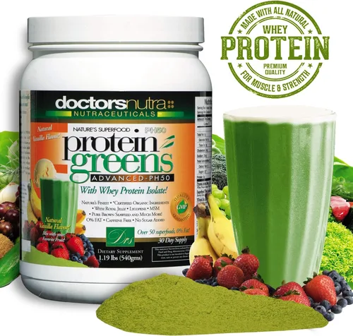 Vista 2 de PH50 - Bebida de proteína de suero con ingredientes orgánicos certificados, 1.19 libras (19.05 oz), 50 superalimentos con enzimas digestivas, sabor