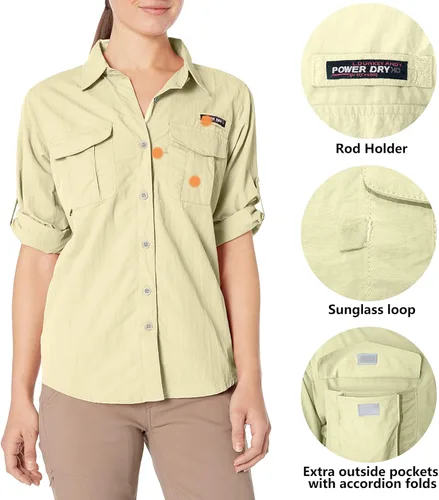 Vista 4 de Little Donkey Andy - Camisa de manga larga para mujer, diseño con protección ultravioleta FPU 50+, transpirable y de secado rápido, para pescar