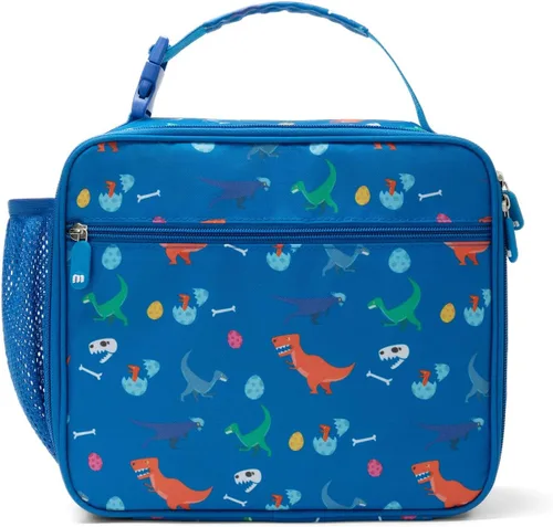 Vista 8 de MEXS Bolsa de almuerzo para niños, lonchera aislada para niñas y niños, lonchera duradera (ajustable) con soporte para botella de agua/forro