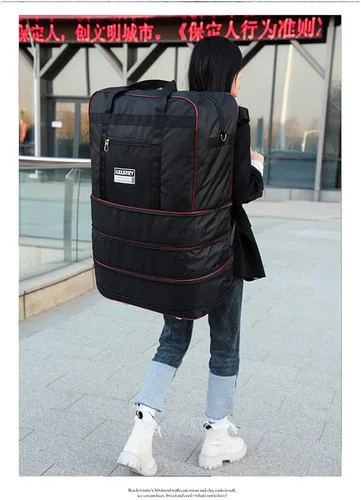 Vista 8 de Radefasun Bolsa de viaje Oxford expandible extra grande con ruedas, impermeable, ligera, plegable, maleta, Negro -, Equipaje extensible central