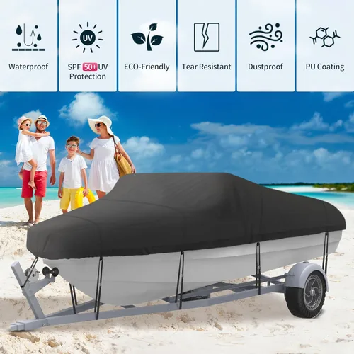 Vista 6 de NEXCOVER Cubierta para Barco Remolcable, Longitud: 14'-16' Ancho de Manga: hasta 68", Cubierta Impermeable de Servicio Pesado, Se Adapta a Cascos