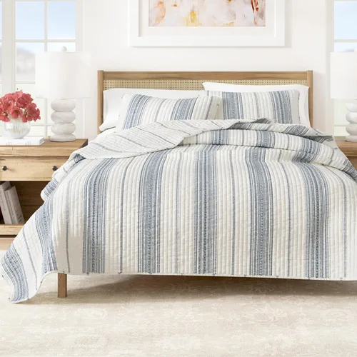 Vista 7 de Great Bay Home - Juego de edredón reversible de 2 piezas para cama Twin/Twin XL con 1 funda de almohada, ligero, para todas las estaciones, colcha