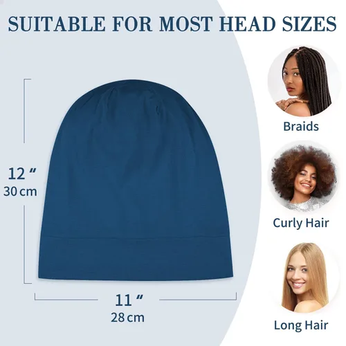 Vista 5 de LULUSILK Gorro de seda de morera para mujeres durmientes, gorro de dormir de seda real para cabello rizado y trenzas, envoltura de cabeza pura