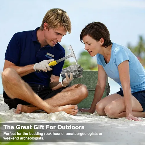 Vista 6 de Kit de Martillo de Pico de Roca de Geología de 10 Piezas, Herramientas de Martillo de Geología, Martillo de 32 Onzas y Juego de 3 Cinceles