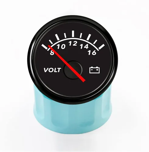 Vista 2 de 52mm (2") Universal Voltímetro Puntero Voltaje 12V 8-16V con Retroiluminación Roja para Barco Marino, Yate, Auto, Motor