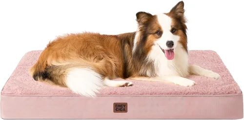 Vista 35 de EHEYCIGA Camas ortopédicas XXL para perros jumbo con funda extraíble lavable para jaula, gris, 47 x 29 pulgadas