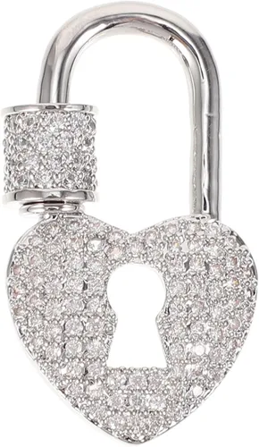 Vista 2 de Cierre en forma de corazón, mosquetón de cobre con bloqueo de llavero, mosquetón para collares, aretes, joyería, fabricación de bricolaje, plata