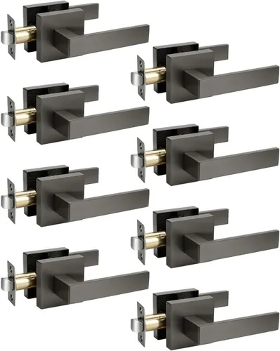 Vista 8 de KNOBWELL Paquete de 1 manija de puerta interior negra para uso en interiores, reversible para izquierda y derecha sin llave