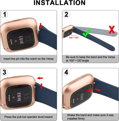 Vista 4 de AK Correas de silicona compatibles con Fitbit Versa 2, correas clásicas suaves de repuesto para reloj inteligente Fitbit Versa (azul abismo)