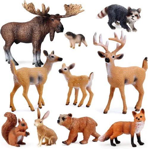 10 piezas de figuras de animales del bosque, figuras de criaturas del bosque, juguetes en miniatura para decoración de pastel