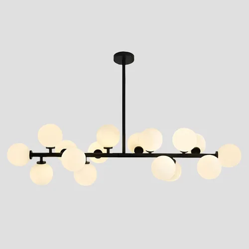 KCO Lighting Farmhouse - Lámpara de araña de comedor con globo lineal, lámpara de cristal de leche negra, 16 luces Sputnik, lámpara colgante moderna