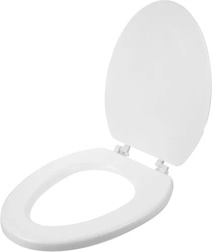 DOITOOL Asiento de inodoro redondo para asiento de inodoro, bisagras de liberación rápida, cierre lento, repuesto resistente, funda de asiento de