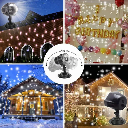 Vista 2 de Borelor Luces LED de nevadas IP65, impermeable, mini lámpara de proyector de copo de nieve de Navidad, para interiores y exteriores, luz