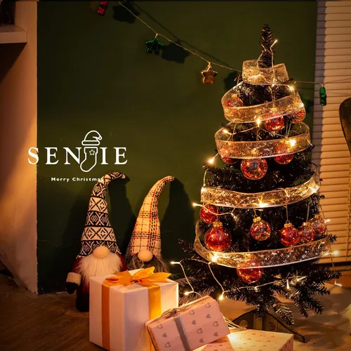 Vista 9 de 3FT Black Artificial Small Christmas Tree Mini Tabletop Decor Negro