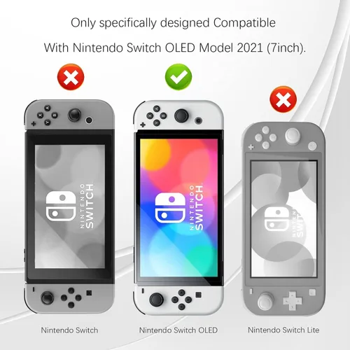 Vista 2 de FYY Paquete de 3 protectores de pantalla compatibles con Nintendo Switch OLED modelo 2021, protector de pantalla OLED de Nintendo Switch de vidrio