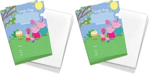 Vista 8 de Desert Cactus Peppa Pig - Tarjetas de invitaciones de feliz cumpleaños, 10 unidades con sobres para niños y niñas (estilo A)