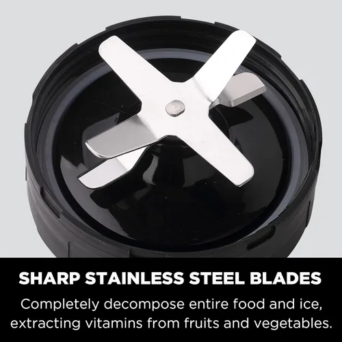 Vista 5 de Licuadora personal con 1200 W de pico de vatios, tecnología inteligente para bebidas congeladas, batidos, batidos y salsas, con dos tazas