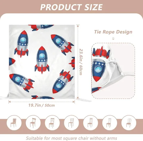 Vista 3 de 4th of July Independence Day Red and Blue Rockets Decorative Covers for Chairs for Classroom Stools Soft Anti-Slip Chair Covers fundas para sillas