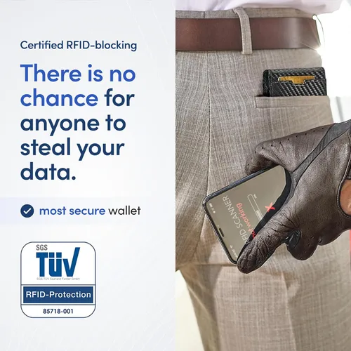 Vista 5 de TRAVANDO - Cartera delgada, con clip de dinero y bloqueador de lector AUSTIN RFID, tamaño mini y plegado doble, para hombres., cartera Rfid, S