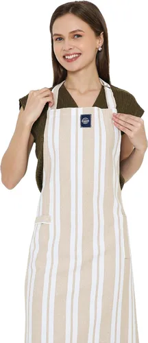 Vista 21 de Encasa XO Delantales de cocina de algodón para mujeres y hombres con bolsillo y bucle para toalla, correa ajustable para cuello y espalda