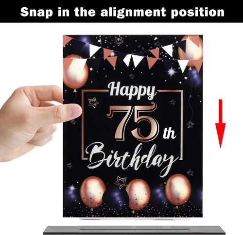 Vista 187 de LINGTEER Decoración de cumpleaños, soporte para globos, centros de mesa de acrílico, póster impreso de feliz 50 cumpleaños, centros de mesa de Negro