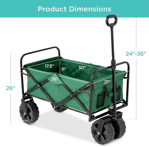 Vista 7 de Best Choice Products Carro plegable de 36 pulgadas, carrito móvil multiusos para interiores y exteriores, para jardín, playa, parque, compras