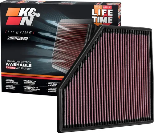 K&N Filtro de aire de motor original de alto flujo de por vida: aumento de potencia: Premium, lavable: compatible con BMW 2015-2021: (ver