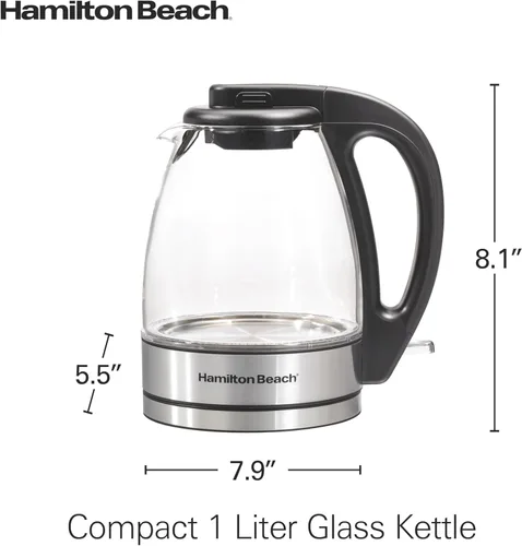 Vista 11 de Hamilton Beach Compact Hervidor de agua de vidrio, 1 litro (40930)