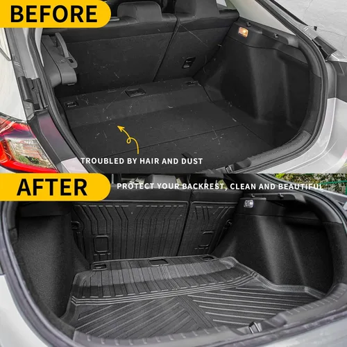 Vista 2 de Alfombrillas de suelo compatibles con Honda Civic Hatchback 2022-2025 2026, alfombrilla de carga TPE para maletero, cubierta de asiento trasero