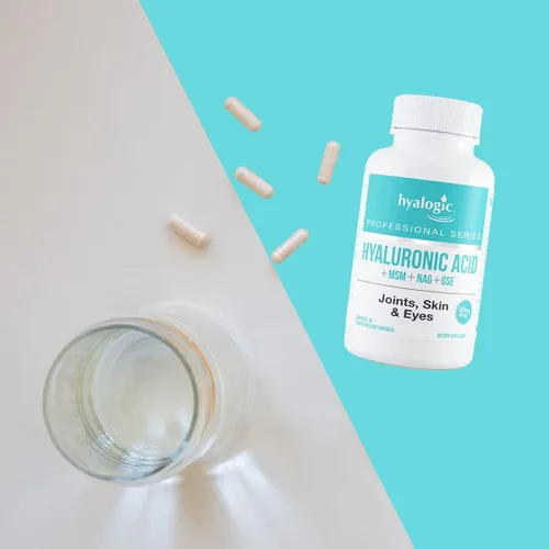 Vista 5 de Hyalogic Cápsulas de liberación retardada de ácido hialurónico Fórmula combinada con glucosamina MSM Apoya articulaciones, ojos y piel