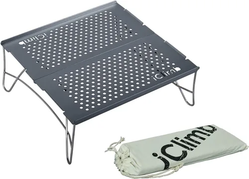 Vista 10 de iClimb Mini mesa plegable individual ultraligera y compacta para mochileros, camping, senderismo, playa, picnic (azul - S)