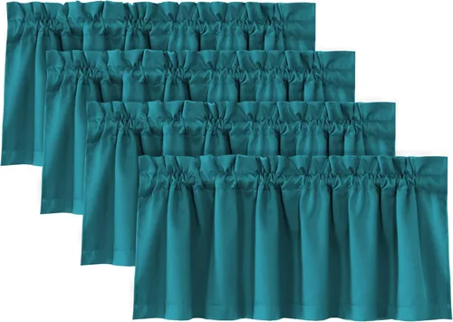 Vista 20 de H.VERSAILTEX Cenefas de cortina 100% opacas para ventanas, 2 paneles con aislamiento térmico, bolsillo para barra, pequeña cenefa corta para cocina