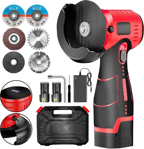 Vista 12 de Kit de Amoladora Angular Inalámbrica Sin Escobillas ZFULVO, Mini Herramienta de Rectificado Eléctrico de 19500rpm con Batería de 2x16.8V 2000mAh y 6