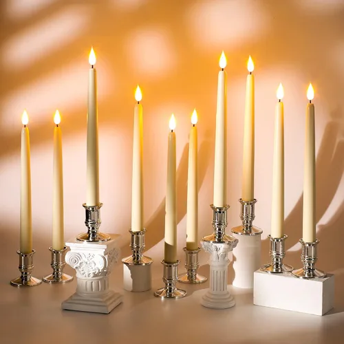 Vista 5 de Kiexung Vela de Ventana Sin Llama, Cono con Batería LED Temporizada Cálida Mecha 3D Vela de Plástico con Base, Juego de 12 Piezas con Control Remoto