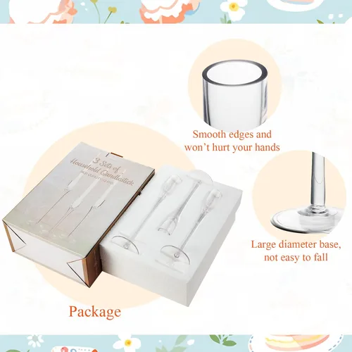 Vista 4 de Maxcheck Portavelas de cristal para boda, portavelas decorativos transparentes a granel, se adaptan a velas de 3/4 pulgadas de grosor para centro