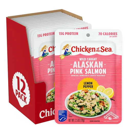 Vista 12 de Pollo del mar sin piel y sin hueso Pacífico ahumado salmón, bolsa de 3 onzas (paquete de 12)