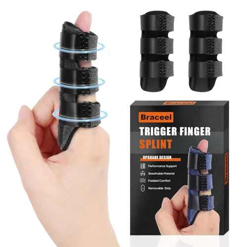 Vista 8 de Férula de dedo de gatillo para artritis, lesiones, esguinces enderezamiento de dedos, férulas para dedos índice, medio, anular, alivio del dolor