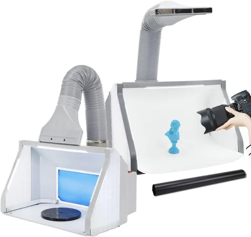 Cabina de aerosol para aerógrafo, ventiladores dobles, mini estudio fotográfico, plegable Dual-purpose airbrush booth with LED lighting and Cabina