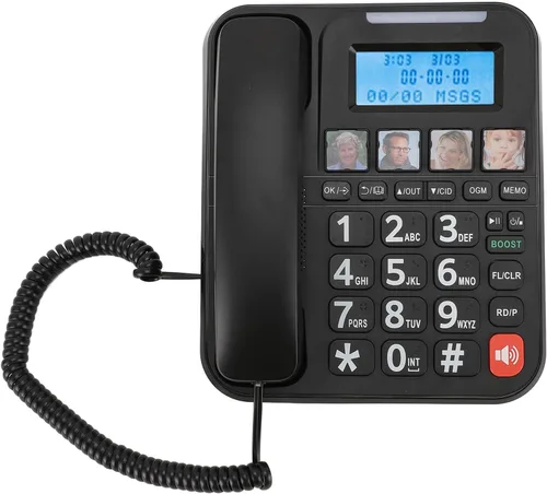 Vista 7 de Luocute Sistema extensible de teléfono con cable e inalámbrico con contestador digital y bloqueo de llamadas, pantalla grande de 2 pulgadas y esfera